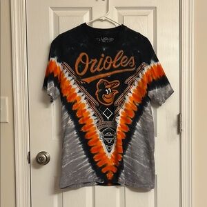 Baltimore Orioles Tie-Dye Black Orange Cotton T-Shirt Short Sleeves Size Medium